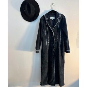 Vintage Wilsons Leather Maxima Indigo Blue Suede Long Coat | 90s–Y2K